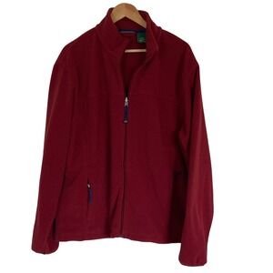 LL Bean Men's Red Fleece Zip Front Jacket Size LT Zip Pockets‎ Outdoors Classic